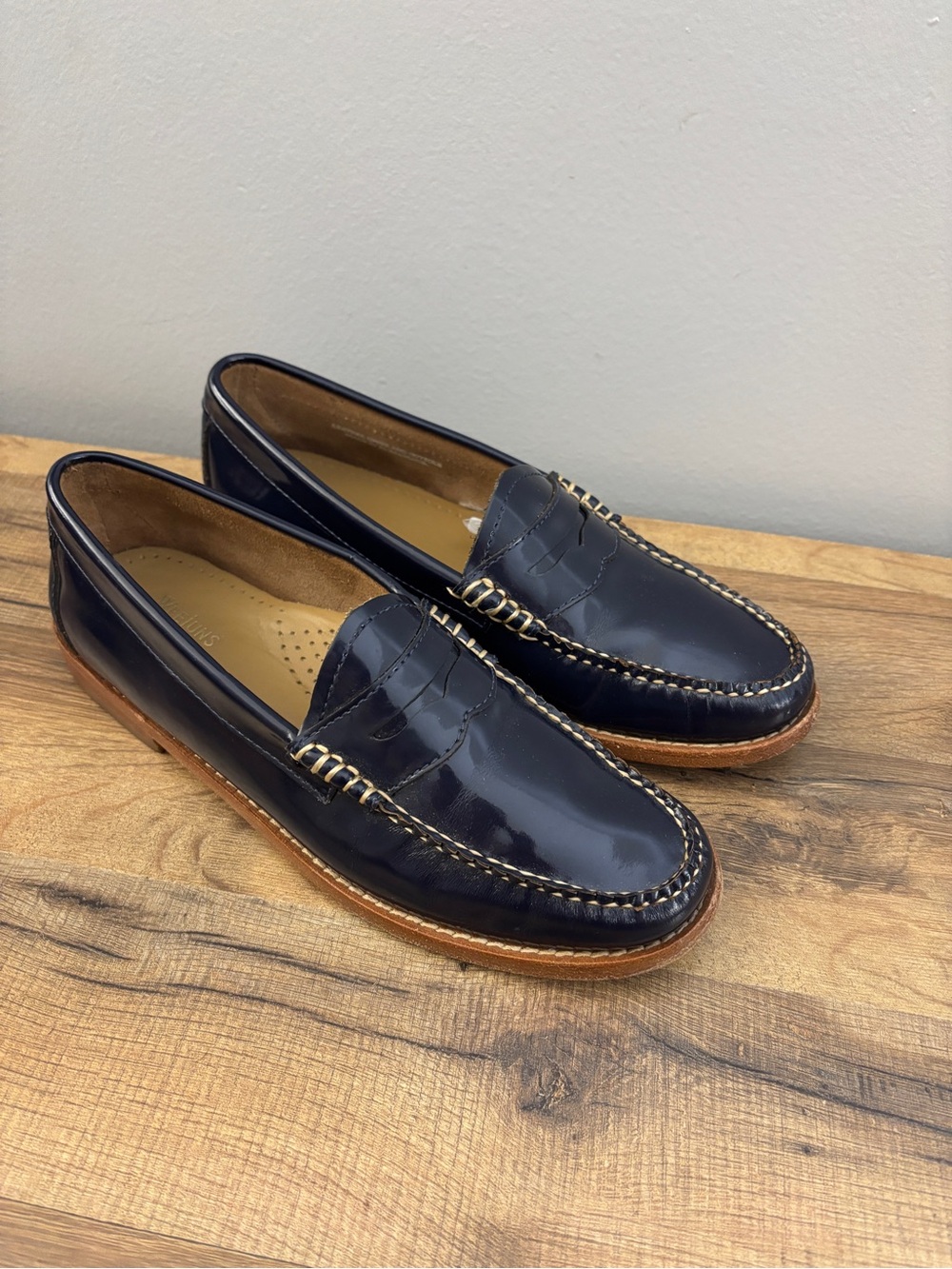 G.H. Bass & Co. Patent Leather Penny Loafers Navy Blue Women’s